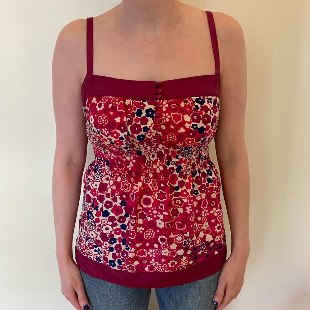 See by Chloe pink flowered silk top